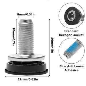 Vélo en acier allié robuste 8mm manivelle fixation boulons hexagonaux vis avec capuchons vis de pédalier sans capuchon - Product Image 2