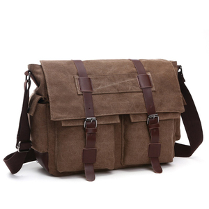 Haute qualité multi-rabat poche école bureau <span class=keywords><strong>toile</strong></span> côté fronde bandoulière bagages voyage épaule sac de messager pour hommes - Product Image 1
