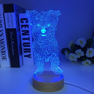 Veilleuse à LED 3D animale Lampe de table en bois <span class=keywords><strong>Manga</strong></span> pour la décoration de la chambre d'enfant Cadeau d'anniversaire Forme rectangulaire Plug-In Dropship Vendeur - Product Image 2