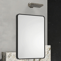 Miroir décoratif rectangulaire moderne en or avec éclairage LED IP44 pour salle de bain, design personnalisé, pour usage hôtelier