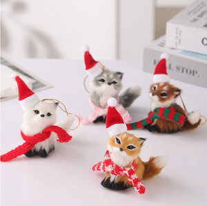 Plush Simulation <strong>Christmas</strong> Hat <strong>Fox</strong> Simulation Plush <strong>Fox</strong> Lanyard Toy <strong>Christmas</strong> Pendant <strong>Decoration</strong> - Product Image 1