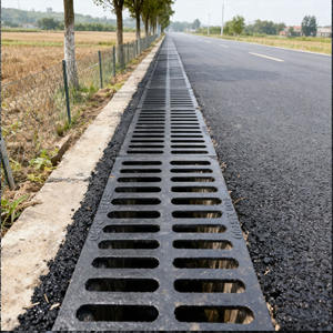 Grilles de drainage en fonte ductile robuste Jin Zhisheng, norme EN124, haute capacité de charge D400 400x500, industriel et commercial - Product Image 1