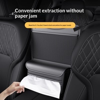 Pochette de rangement suspendue en cuir pour siège de voiture, organisateur de compartiment central avec filet de sécurité enfant, accessoire de voiture