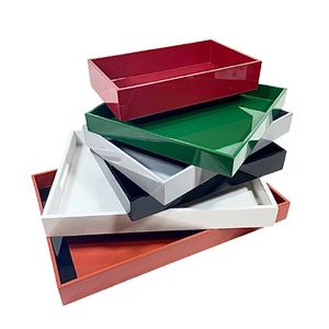 Elegantes Bandejas de Servicio Hechas a Mano con Laca Brillante en Varios Colores, Bandejas de Almacenamiento Decorativas Minimalistas - Product Image 1