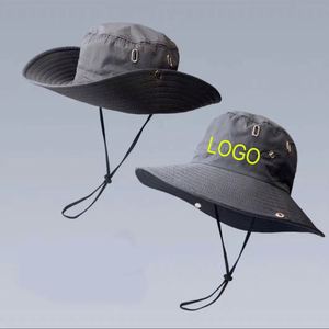 Custom Logo Screen Printed Waterproof Resistant UV Protection Wide Brim Nylon Boonie Fisherman Foldable <b>Bucket</b> <b>Hat</b> <b>with</b> <b>String</b> - Product Image 1