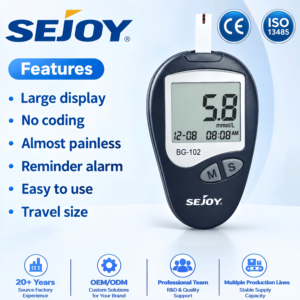 Equipo de diagnóstico médico Sejoy, Monitor de azúcar en sangre, medidores de glucosa, monitores, máquina de prueba de Diabetes - Product Image 2