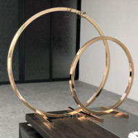 Élégant support à double anneau en métal or rose 2 pièces - Centre de table de mariage moderne Saixin