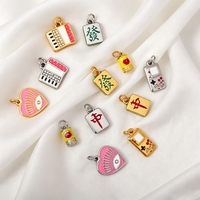 Pendentifs élégants en émail et acier inoxydable 18 carats, breloques mixtes (œil, tomate, grain de café, visage de soleil, Pégase, abeille) pour la fabrication de bijoux DIY