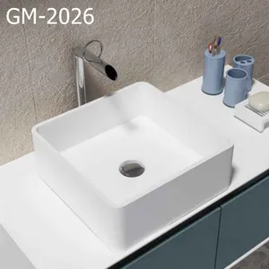Современный Дизайн прямоугольный небольшой сосуд Раковина квадратный Умывальник для ванной комнаты с твердой поверхностью из искусственного камня столешницы полированный
