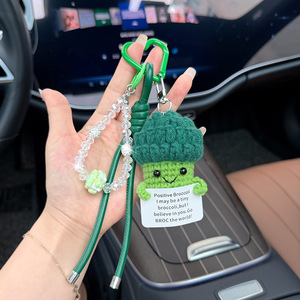 Vegetable Crochet Keychain Hand Knitted Emotional Support Food Doll Pendant Crystal Bead Strap Encouragement <b>Card</b> - Product Image 3