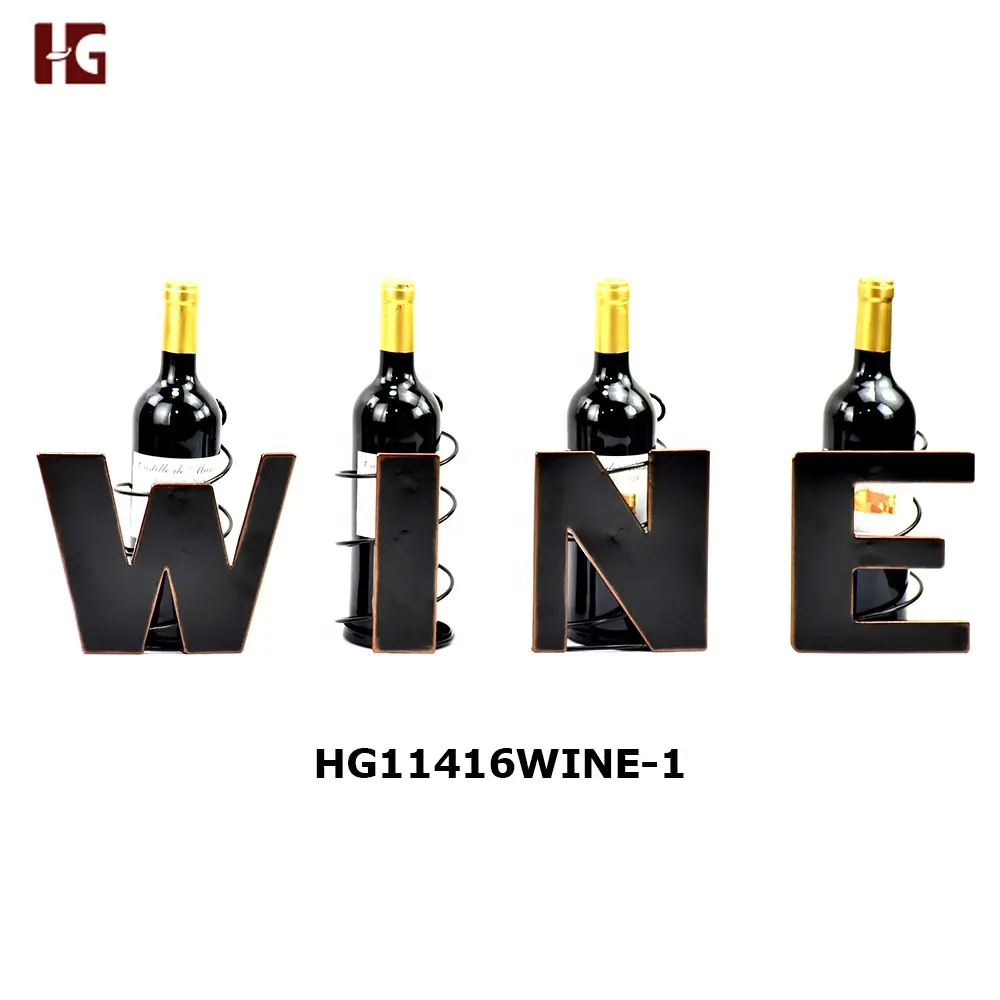 Porta garrafa de garrafa de metal decorativo, suporte de letras para bar, decoração de bar para amante de vinho