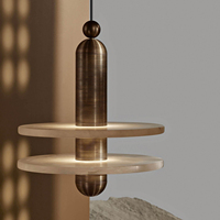 Lampe suspendue de luxe en albâtre naturel espagnol, style postmoderne, en pierre ronde, pour villa, salon, salle à manger, projet hôtelier