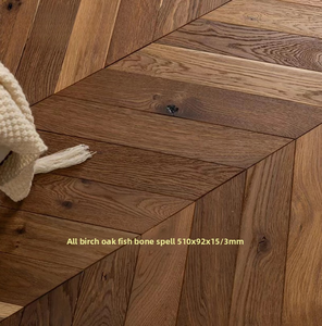 Parquet de sol en bois massif 3 couches, aspect chevron, noyer, noir, couleur foncée - Product Image 6