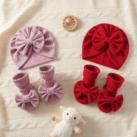 Conjunto de Gorro Turbante con Lazo y Calcetines para Bebés, para Uso Diario, Cómodo, Primavera y Otoño