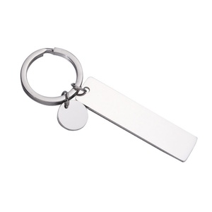 Wholesale Round Charms Customized logo Rectangle Blank Pendant Stainless Steel Keychain - Product Image 5