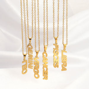 Collier en acier inoxydable 12 signes du zodiaque, lettre verticale, Logo personnalisé, astrologie, <span class=keywords><strong>Horoscope</strong></span>, bijoux, vente en gros - Product Image 6