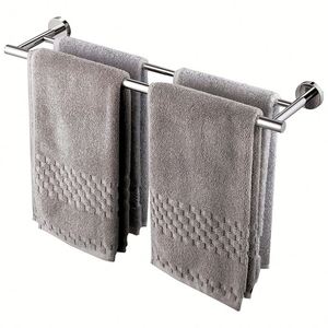 Barre à serviettes double la plus tendance, 36 pouces, en acier inoxydable 304, support à serviettes double rail noir pour salle de bain - Product Image 1