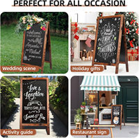 Tableau noir magnétique sur pied en bois KBW Outdoor A-Frame 40x20 pour menu de trottoir, idéal pour cuisine, bar, maison, restaurant