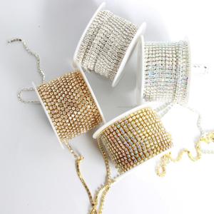 Glass Claw Chain Rhinestone Shoes <b>Stitched</b> <b>Crystal</b> Diamonds Gold/Silver White/AB Motif Rhinestones Stretch Glue on Use Clothes - Product Image 1