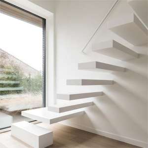 <span class=keywords><strong>Escalier</strong></span> flottant haut de gamme avec panneaux <span class=keywords><strong>en</strong></span> verre trempé transparent pour les intérieurs de villas contemporaines - Product Image 3