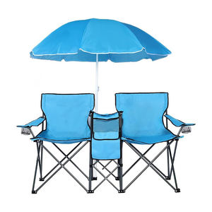 مخصص بمقعد مزدوج محمول للترفيه والرحلات والصيد حديقة تخييم قابلة للطي مع مظلة وكيس ثلج - Product Image 1