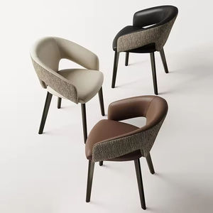 Modern Light Luxury Metal Leg <b>Dining</b> <b>Chair</b> With Curved Cutout Backrest For Hotel Lobby Apartment Restaurant Living Room - Product Image 2