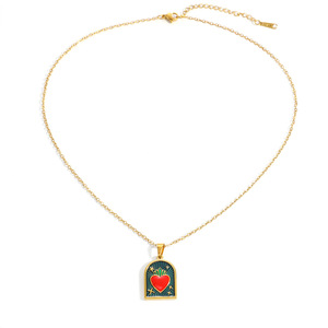 Collier pendentif cœur plaqué or 18 carats, bijoux de la Saint-Valentin, chaîne de clavicule avec incrustation de strass, style Ins - Product Image 5