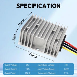 Convertidor Reductor de Voltaje de CC de 12V a 24V, 12A, 288W, Regulador de Voltaje Único, Módulo de Alimentación Automotriz Impermeable IP67 para Camiones - Product Image 5