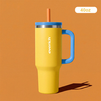 Gourde isotherme Everich 40oz, anti-fuite, à double paroi en acier inoxydable, avec paille pliable