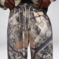 Ensemble de survêtement camouflage pour homme, coupe courte, entièrement imprimé, 100 % polyester, pantalon de jogging ample à jambes larges, streetwear, 2 pièces