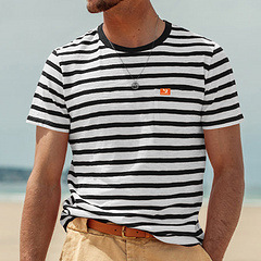 T-shirt rayé confortable et respirant de style professionnel, avec poches, pour hommes – Collection été 2026 – Vente en gros usine – Meilleures ventes – Tendance - Product Image 4