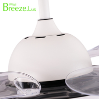 Ventilador de techo LED de 4 aspas con mando a distancia, diseño blanco invisible inteligente para uso tradicional en el baño interior