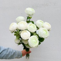 Fleurs artificielles de luxe style Ins, bouquet décoratif de roses thé à 3 têtes et de lotus rosée, pour salon et table à manger