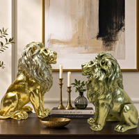 Statue de lion moderne en résine, sculpture animale de luxe, décoration artisanale pour salon, bureau, hall d'entrée, ornements Feng Shui