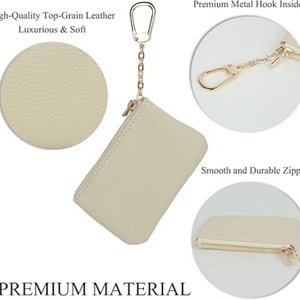 Portamonete in Vera Pelle di Vacchetta con <span class=keywords><strong>Portachiavi</strong></span> - <span class=keywords><strong>Portafoglio</strong></span> per Monete, <span class=keywords><strong>Portachiavi</strong></span>, Adatto per Uomini <span class=keywords><strong>e</strong></span> Donne - Product Image 2