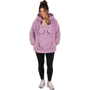 KY <span class=keywords><strong>Sweat</strong></span>-shirt <span class=keywords><strong>porte</strong></span>-bébé kangourou zippé en polaire pour nouveau-né, décontracté - Product Image 2
