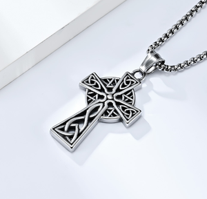 Kalung Liontin Salib Celtic Gothic Kristen Berlapis Emas 18K dengan Rantai Baja Tahan Karat untuk Hadiah Pecinta Punk <span class=keywords><strong>Rock</strong></span> - Product Image 6