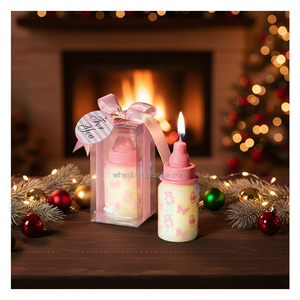 Baby Shower Favors Giveaways Feeding Bottle Shape Customize Logo Girl Birthday Decoration Gift <strong>Pink</strong> Bottle <strong>Candle</strong> - Product Image 1