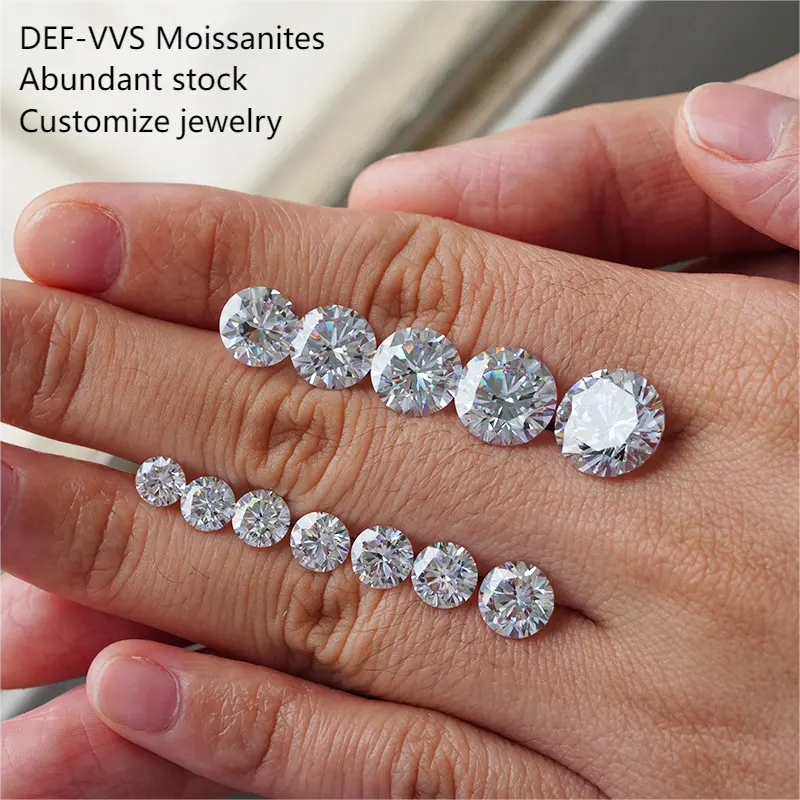Starsgem Gems Stones Wholesale 0.4ct to 5ct Mossanite D E F VVS1 Round Cut Loose Diamonds Moissanite With GRA Certificate