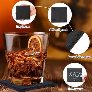 Eco Friendly Natural Cup Mat With Anti-Scratch Backing Accept Customize <b>Slate</b> Stone Coaster - Product Image 3