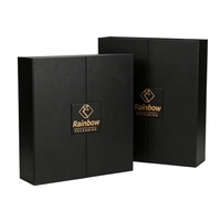 Boîte cadeau pliable magnétique à double porte, boîte de présentation rigide noire pliable, boîte d'emballage de luxe avec logo personnalisé