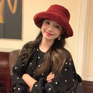 Fisherman Hat Corduroy Wide Brim Face Slimming Bucket Hat Japanese Style Women Autumn Winter Shade Hat - Product Image 2