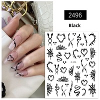 Autocollants pour ongles gothiques noirs et argentés TSZS pour Halloween, toile d'araignée, serpent, cœur, chauve-souris, crâne, décoration d'ongles autocollante