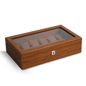 Caja <span class=keywords><strong>de</strong></span> <span class=keywords><strong>Madera</strong></span> MDF para Relojes con Tapa <span class=keywords><strong>de</strong></span> Cristal, Acabado en Chapa, Exhibición y Almacenamiento para Múltiples Relojes, Venta al Por Mayor <span class=keywords><strong>de</strong></span> Fábrica - Product Image 6
