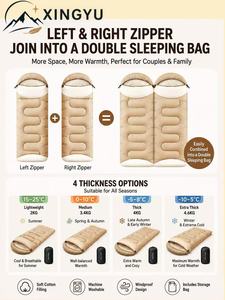 <span class=keywords><strong>Sac</strong></span> de <span class=keywords><strong>couchage</strong></span> portable 4 saisons 2 en 1 à fermeture éclair pour le camping et les voyages en plein air - Product Image 1