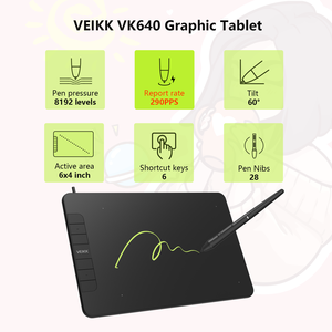 Super Vente VEIKK VK640 <span class=keywords><strong>Tablette</strong></span> <span class=keywords><strong>graphique</strong></span> à stylo à dessin numérique Prix pour Designer avec poche à stylo gratuite - Product Image 2