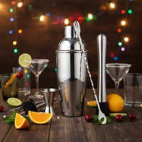 Vente Flash : Ensemble d'outils de bar en acier inoxydable (3/5/6/8/10 pièces) avec doseur à cocktail, cuillère à mélanger et pilon pour bars et hôtels