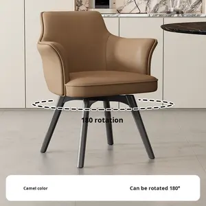 Silla de Comedor Giratoria de 360 Grados de Estilo Italiano Urbano Moderno, Tapicería de Cuero, Estructura de Acero, Muebles para el Hogar, Restaurante de Alta Gama - Product Image 6