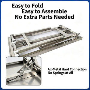 Restaurant <b>Kitchen</b> Foldable Double Layer Stainless Steel Work <b>Table</b> <b>Prep</b> Packing Workbench - Product Image 3