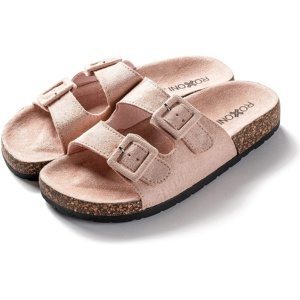 TD sandali Comfort da donna con doppia fibbia regolabile scivoli piatti alla moda con punta quadrata in materiale PVC per spiaggia estate